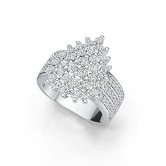 Sterling Silver Cluster Ring Pear-Shaped with White Topaz or Moissanite DHJ