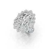 Sterling Silver Semi Mount Ring Setting Oval OV 16X12mm Flower Theme DHJ