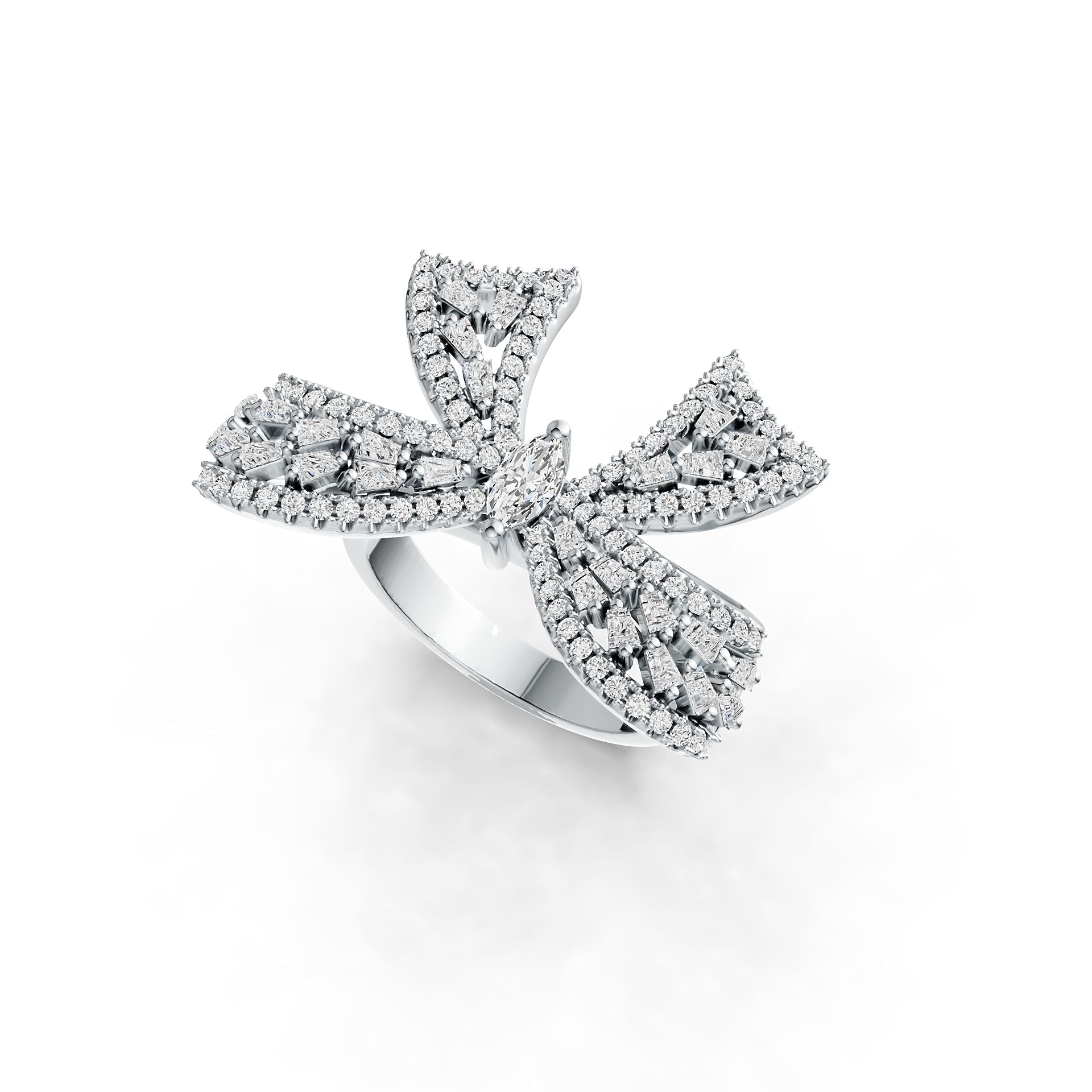 Sterling Silver Semi Mount Ring Setting Marquise MQ 6X3mm Ribbon Bow Theme DHJ