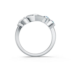 Sterling Silver Opal Ring Round RD 3x3mm Cabochon Fan Theme
