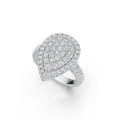 Sterling Silver Pear-Shaped Ring with White Topaz or Moissanite DHJ