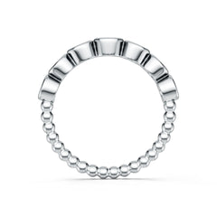 Sterling Silver Royal Blue Sapphire Ring Half Eternity Band Round RD 3x3mm Bezel-Set