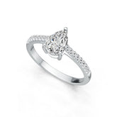 Sterling Silver Semi Mount Ring Setting Pear PE 9X6mm with White Topaz DHJ