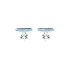 Sterling Silver Opal Earrings 22x12mm
