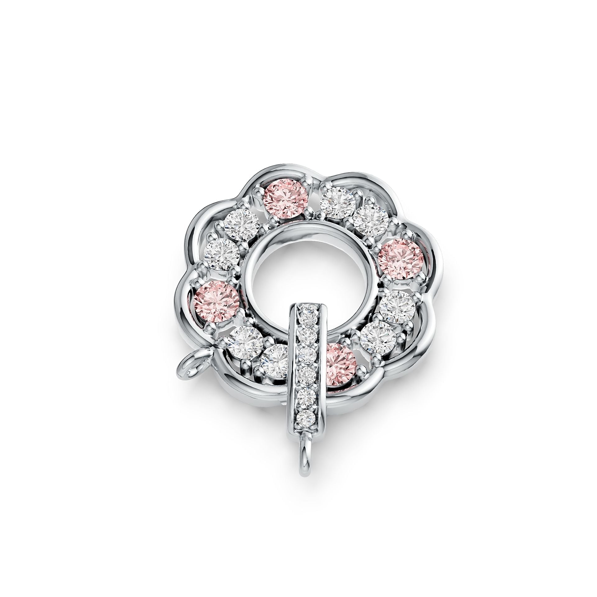 Sterling SilverPendant Setting with White Topaz or Moissanite Flower Theme Syzjewelry