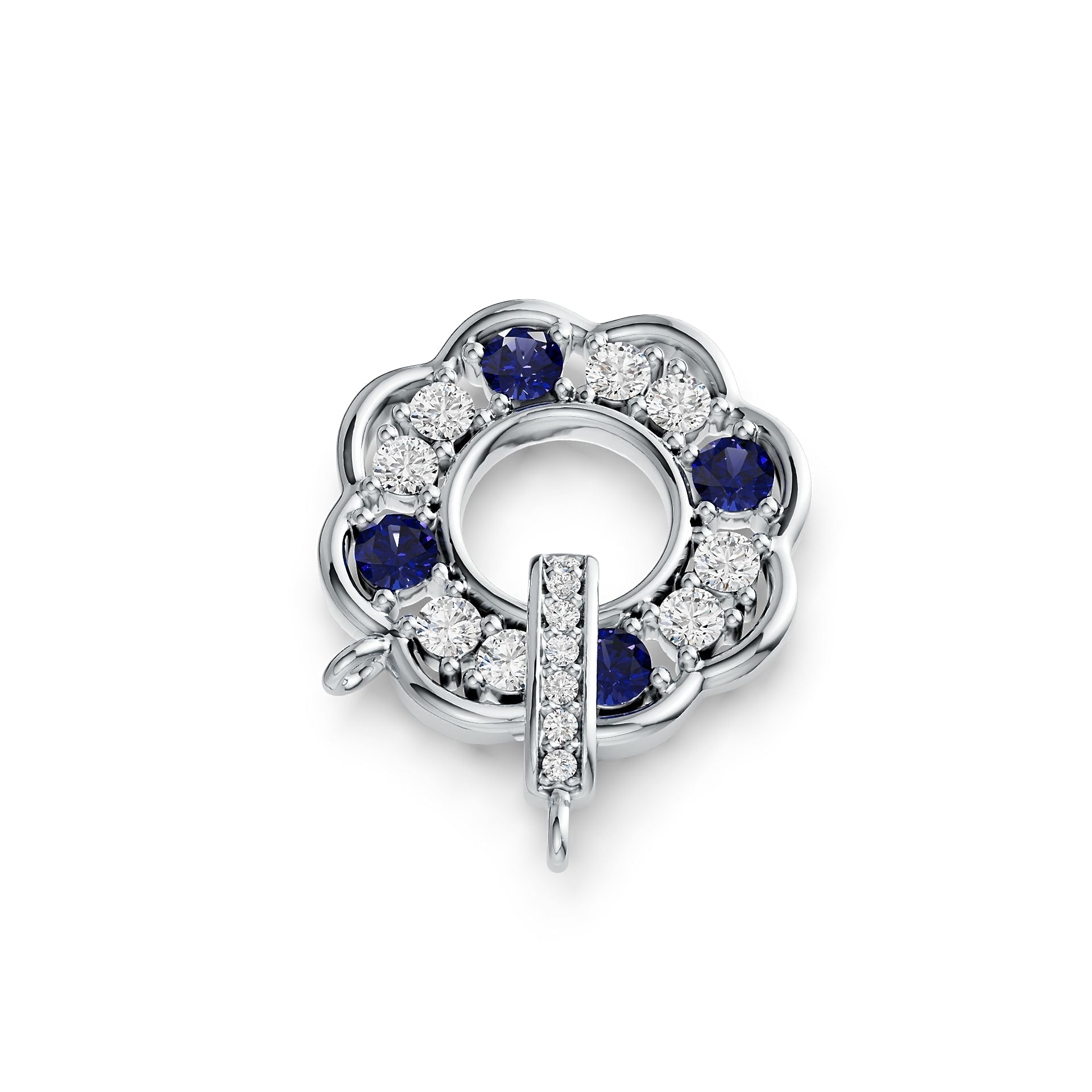 Sterling SilverPendant Setting with White Topaz or Moissanite Flower Theme Syzjewelry