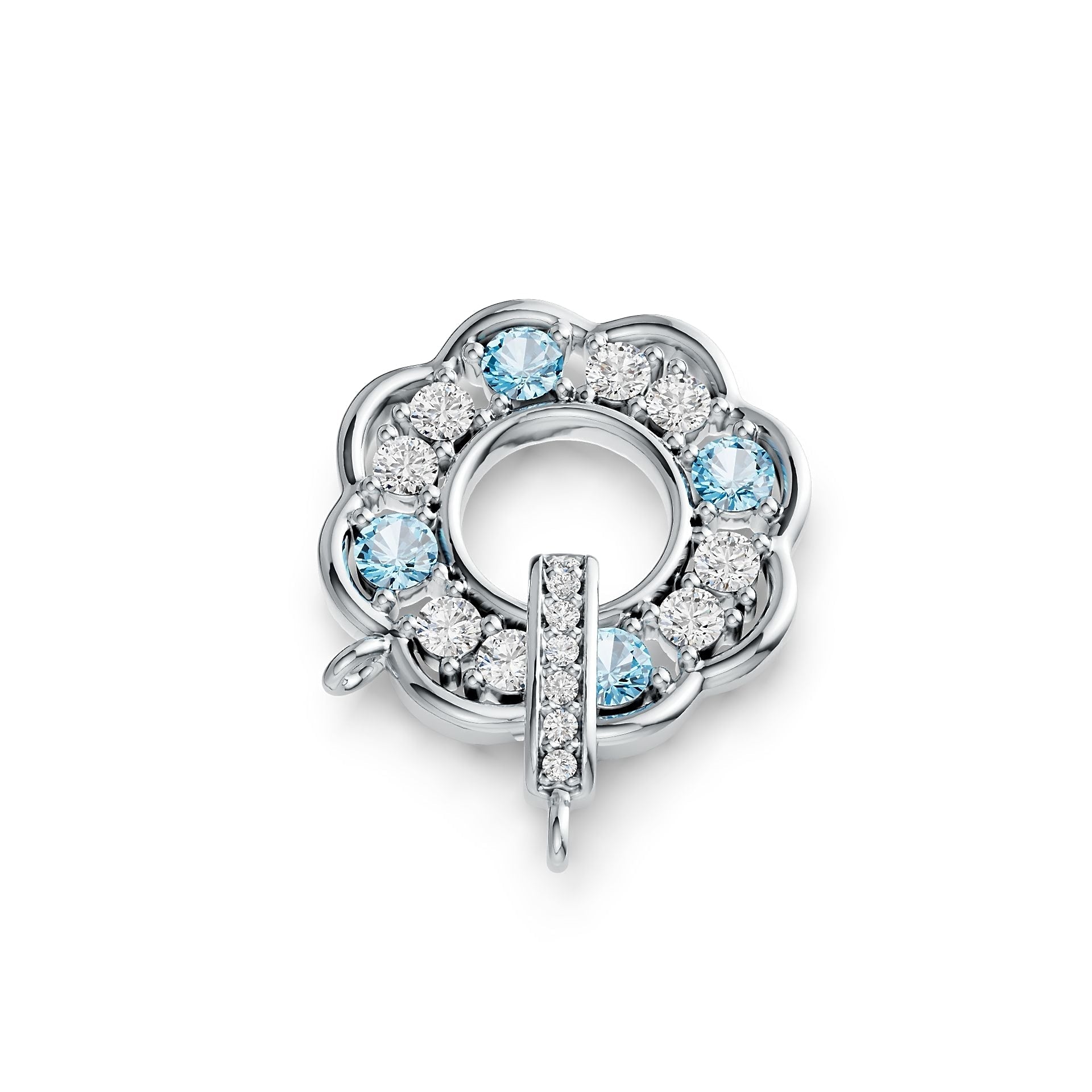Sterling SilverPendant Setting with White Topaz or Moissanite Flower Theme Syzjewelry