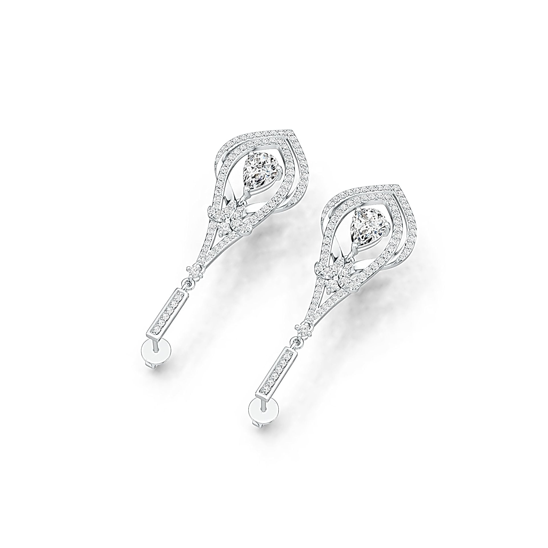 Sterling Silver Semi Mount Earrings Setting Pear PE 8x6mm with White Topaz - Syzjewelry