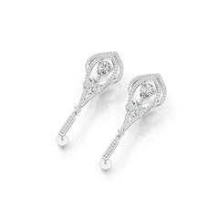 Sterling Silver Semi Mount Earrings Setting Pear PE 8x6mm with White Topaz - Syzjewelry