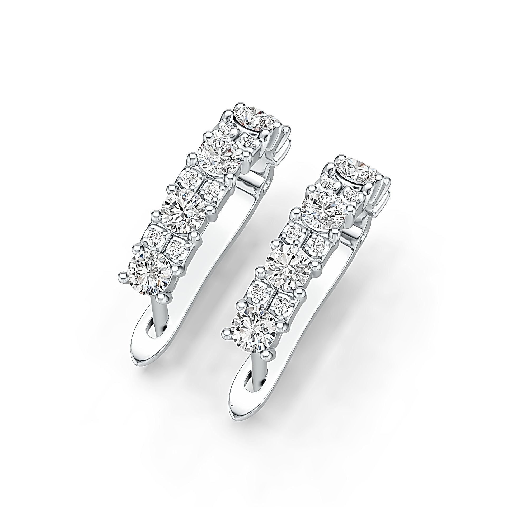 Sterling Silver Earrings Huggie Hoop with White Topaz or Moissanite Syzjewelry