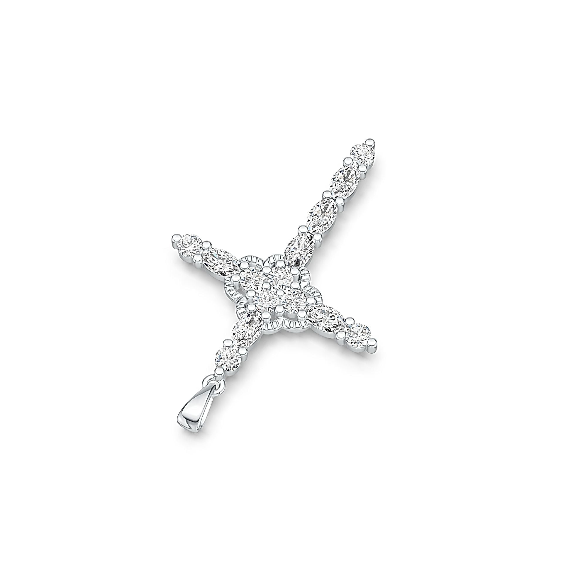 Sterling Silver Semi Mount Pendant Setting Oval OV 5x3mm Cross Pendant DHJ