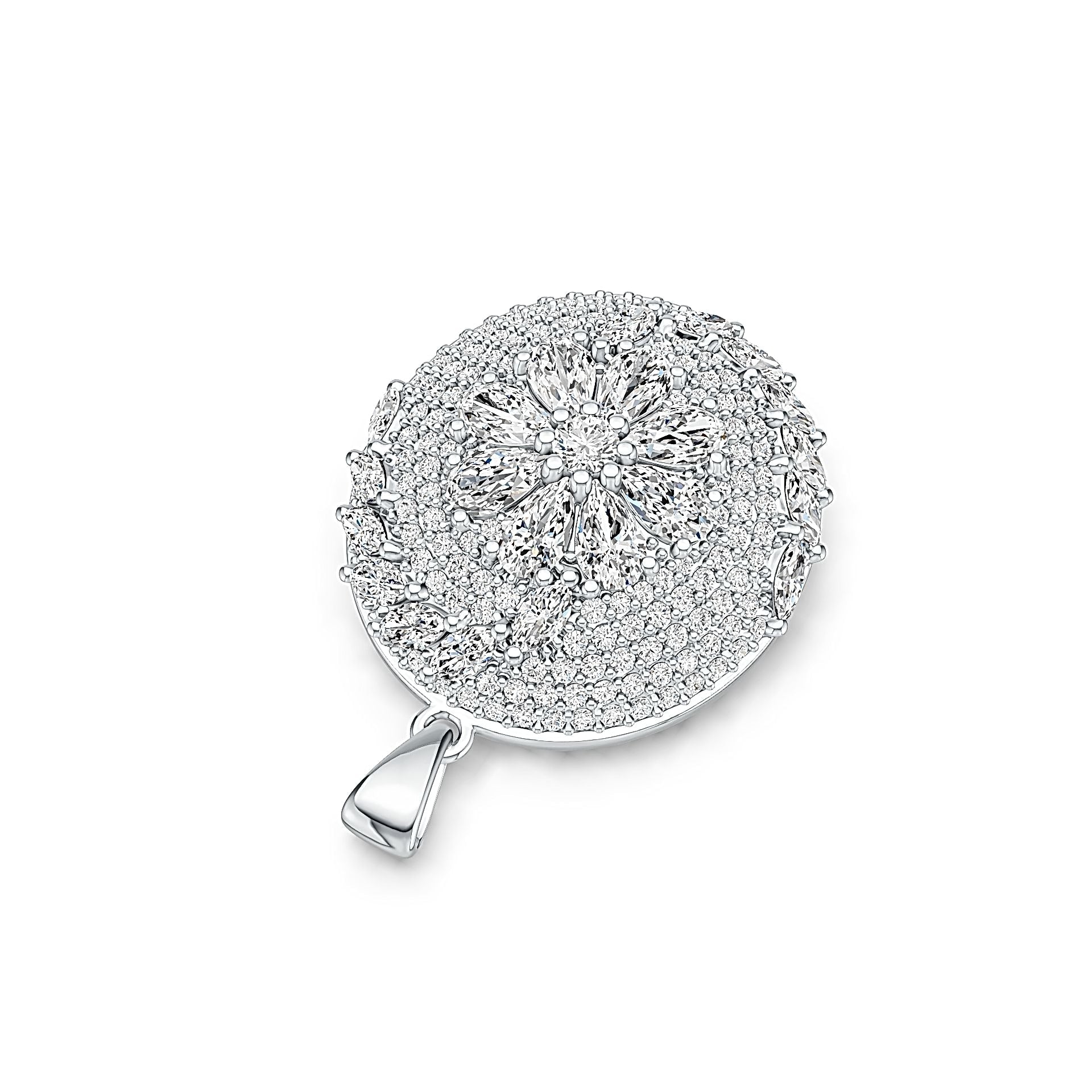 Sterling Silver Cluster Pendant with White Topaz or Moissanite DHJ