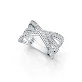 Sterling Silver Crossover Ring with White Topaz or Moissanite - Syzjewelry