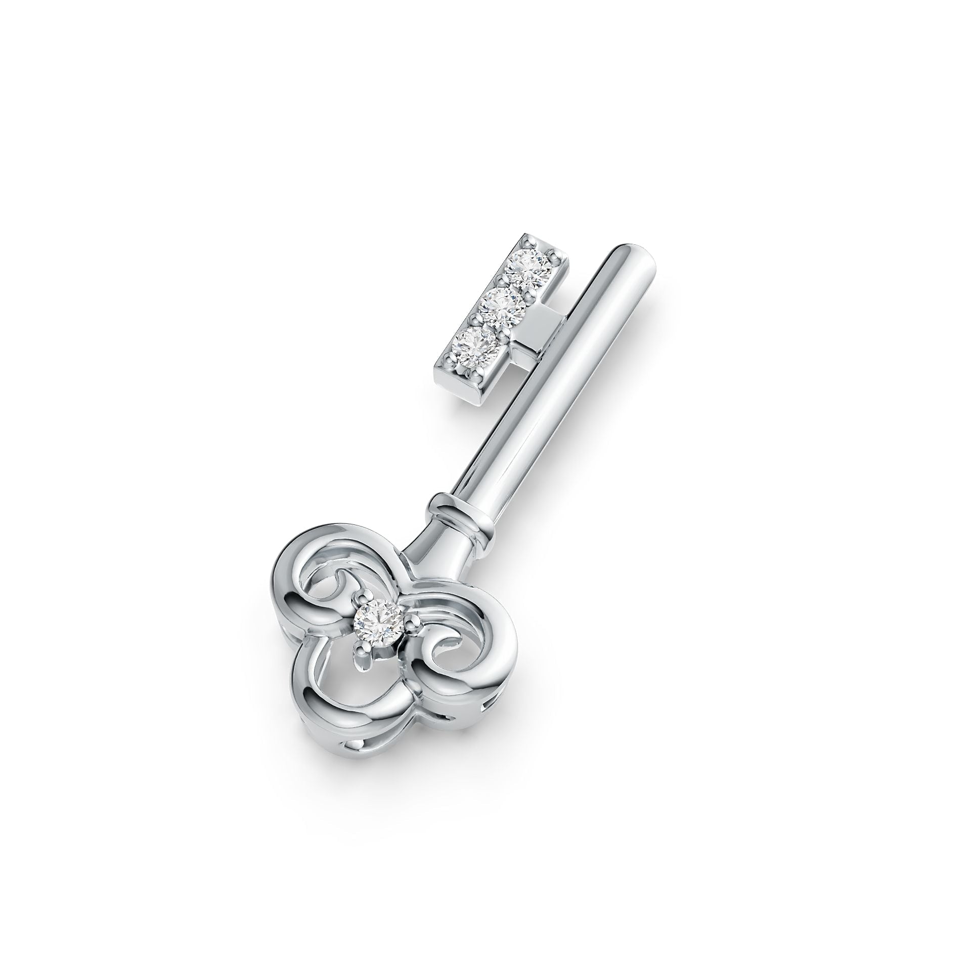 Sterling Silver Pendant with White Topaz or Moissanite Key Theme DHJ