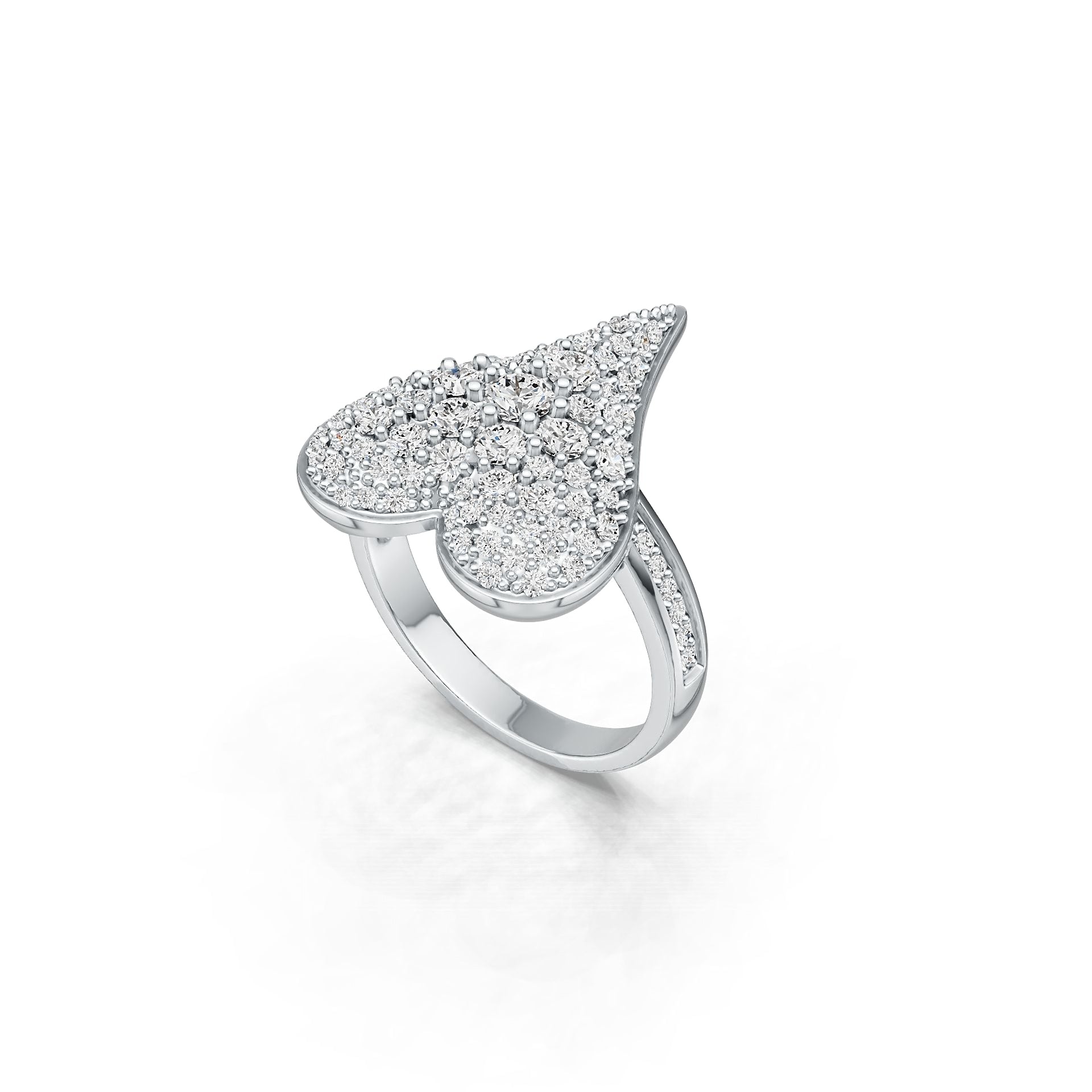 Sterling Silver Ring with White Topaz or Moissanite Heart Theme DHJ