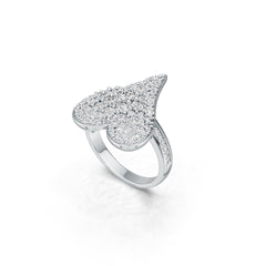 Sterling Silver Ring with White Topaz or Moissanite Heart Theme DHJ