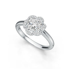 Sterling Silver Semi Mount Ring Setting Round RD 6x6mm Halo Flower Ring Syzjewelry