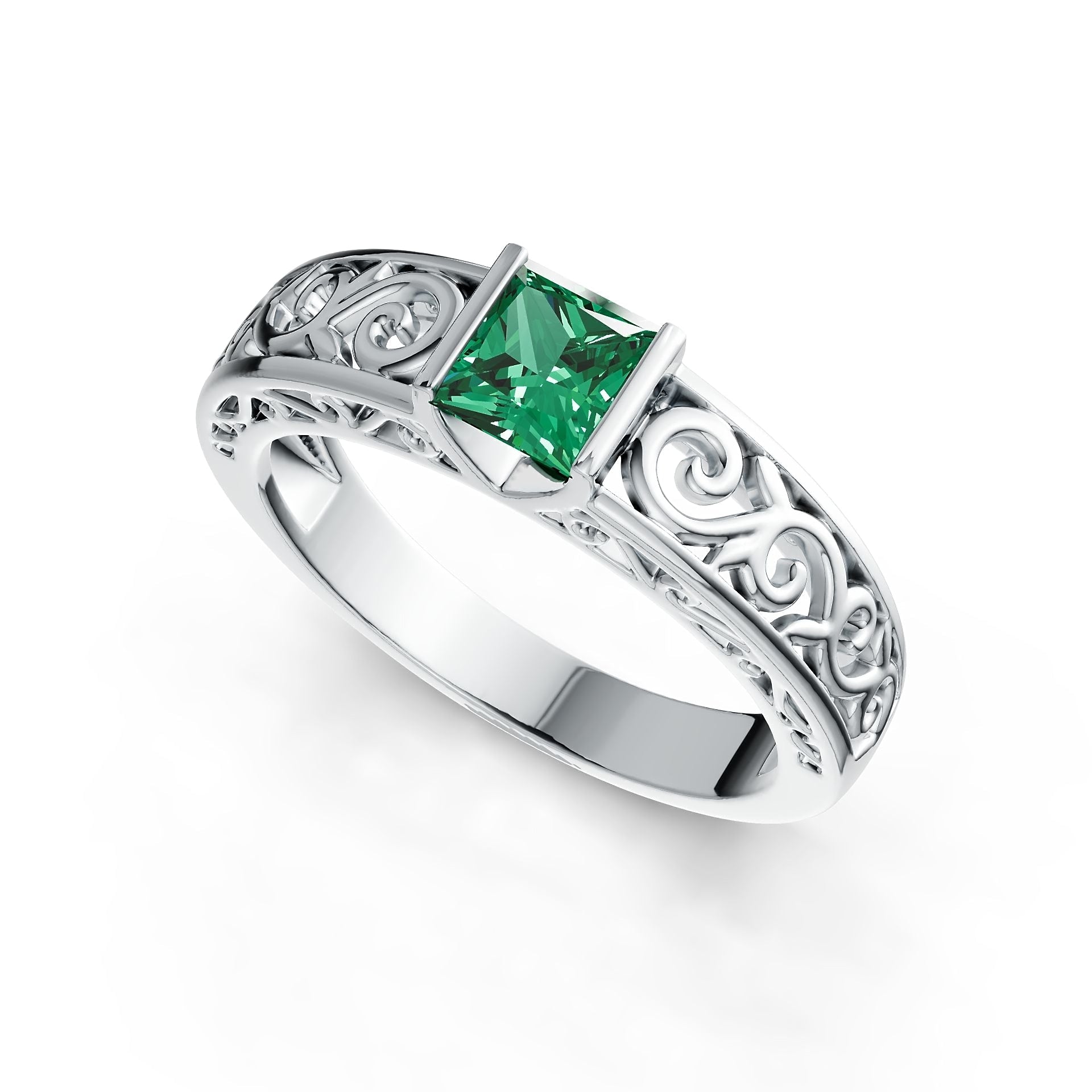 Sterling Silver Semi Mount Ring Setting Princess SQ 5.5X5.5mm DHJ
