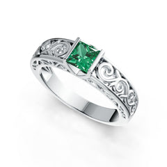 Sterling Silver Semi Mount Ring Setting Princess SQ 5.5X5.5mm DHJ