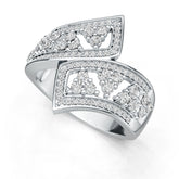 Sterling Silver Bypass Ring with White Topaz or Moissanite DHJ