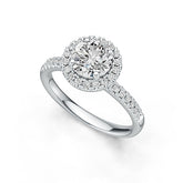 10K Gold Semi Mount Ring Setting Round RD 6.5x6.5mm Hidden Halo Engagement Ring DHJ