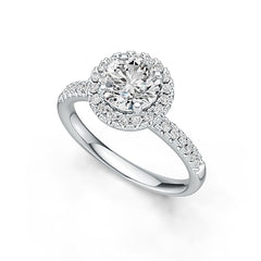 10K Gold Semi Mount Ring Setting Round RD 6.5x6.5mm Hidden Halo Engagement Ring DHJ