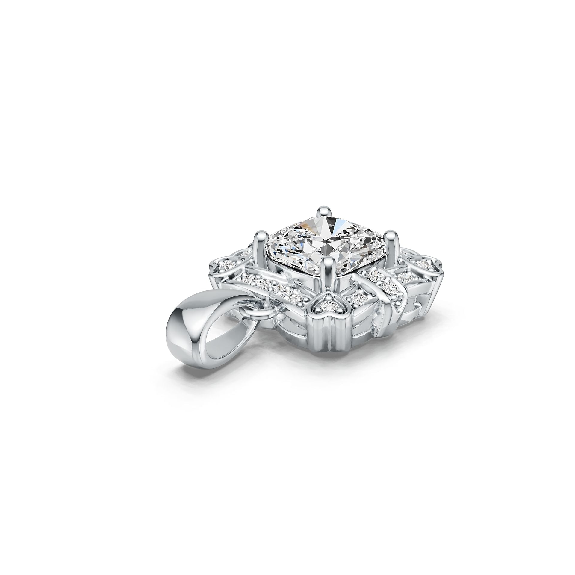 Sterling Silver Semi Mount Pendant Setting Cushion CU 12X10mm White Topaz Syzjewelry