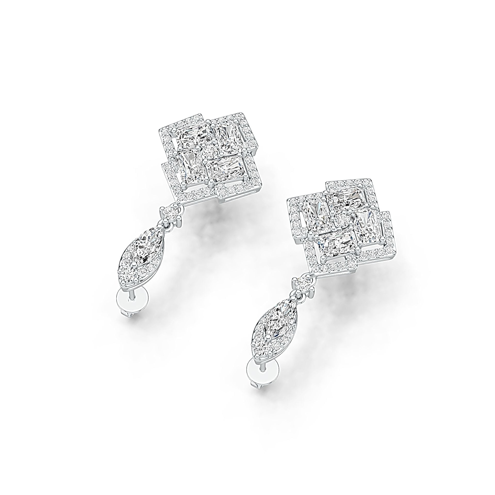 Sterling Silver Semi Mount Earrings Setting Emerald OCT 6X4mm MQ 8X4mm Syzjewelry