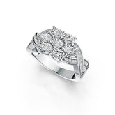 Sterling Silver Semi Mount Ring Setting Oval OV 4X3mm Twist Band with White Topaz - Syzjewelry