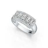 Sterling Silver Semi Mount Ring Setting Emerald OCT 5X3mm with White Topaz Syzjewelry