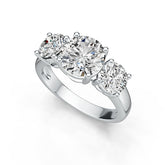 Sterling Silver Semi Mount Ring Setting RD 8.4mm RD 5.9mm 3 Stone Ring Syzjewelry