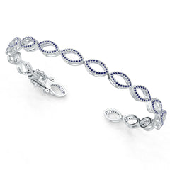 Sterling Silver Royal Blue Sapphire or Moissanite Bracelet Round RD 1.2mm