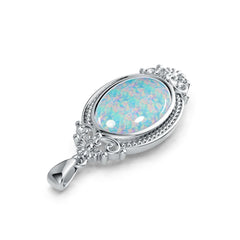 Sterling Silver Semi Mount Pendant Setting Oval OV 18x13mm Art Nouveau Cabochon DHJ