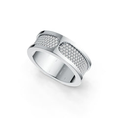 Sterling Silver Men's Wide Band Ring with White Topaz or Moissanite DHJ