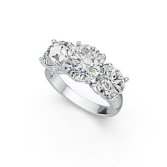 Sterling Silver Semi Mount Ring Setting Round RD 10x10mm OV 8x8mm 3 Stone Ring DHJ