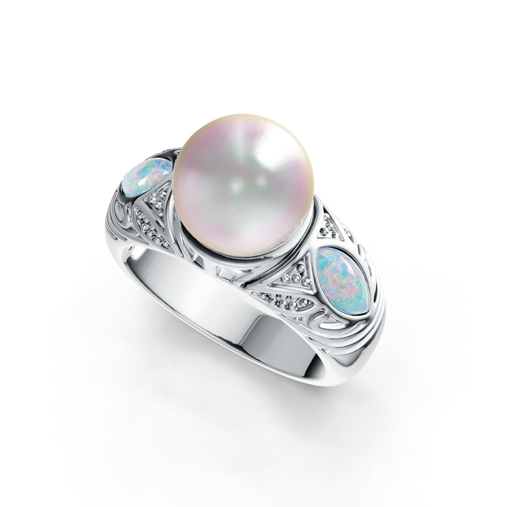 Sterling Silver Semi Mount Ring Setting Round RD 9.5X10mm MQ Cabochon 6X5mm DHJ