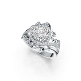 Sterling Silver Semi Mount Ring Setting RD 8x8mm Bypass Ring Halo White Topaz Syzjewelry