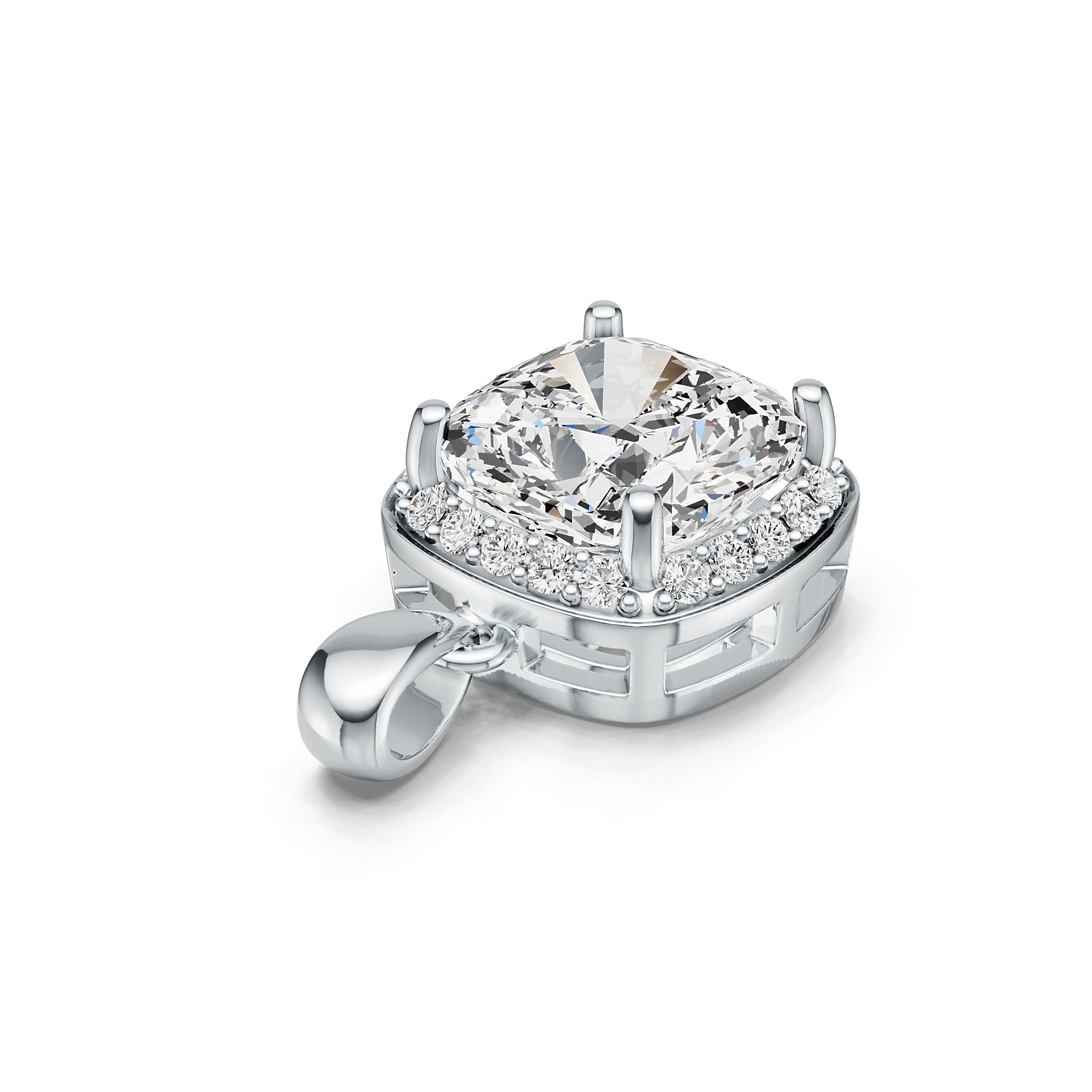 Sterling Silver Semi Mount Pendant Setting Cushion CU 11X11m Halo Syzjewelry