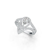 Sterling Silver Semi Mount Ring Setting Pear PE 8X6mm with White Topaz DHJ