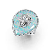 Sterling Silver Semi Mount Ring Setting Pear PE Cabochon 25X20mm PE 12X8mm DHJ