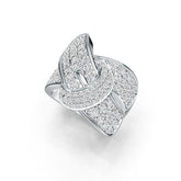Sterling Silver Ring Belt Buckle Theme with White Topaz or Moissanite - Syzjewelry