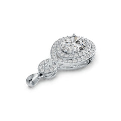 Sterling Silver Semi Mount Pendant Setting Oval OV 10X8mm Double Halo DHJ