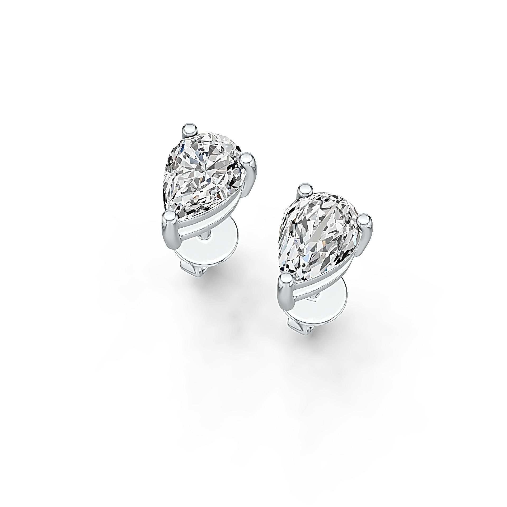 Sterling Silver Semi Mount Earrings Setting Pear PE 7X5mm Simple Stud - Syzjewelry