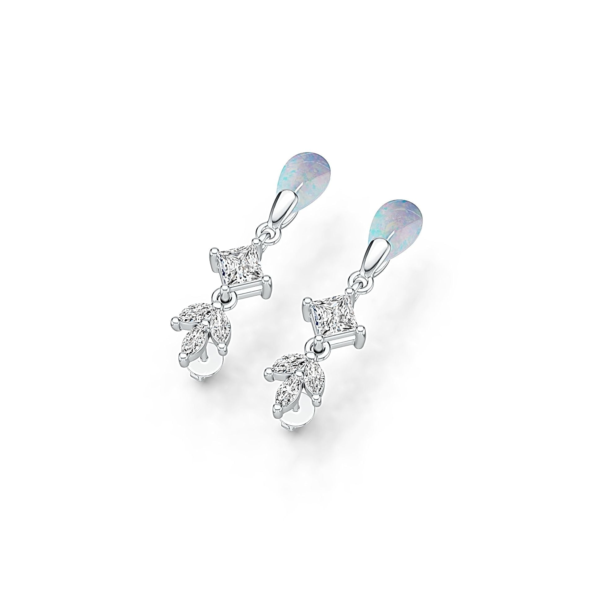 Sterling Silver Semi Mount Earrings Setting Pear PE 8X5mm SQ 4X4mm - Syzjewelry