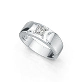 Platinum Moissanite Ring Princess SQ 5X5mm Men's Ring