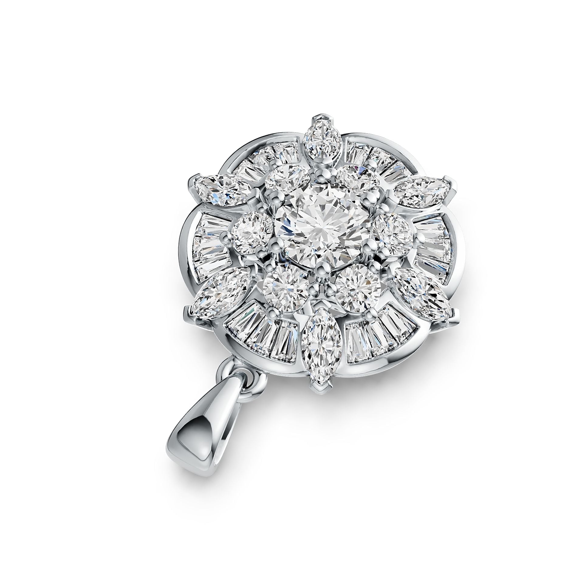 Sterling Silver Semi Mount Pendant Setting Round RD 6x6mm with White Topaz DHJ
