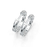 Sterling Silver Hoop Earrings with White Topaz or Moissanite Syzjewelry