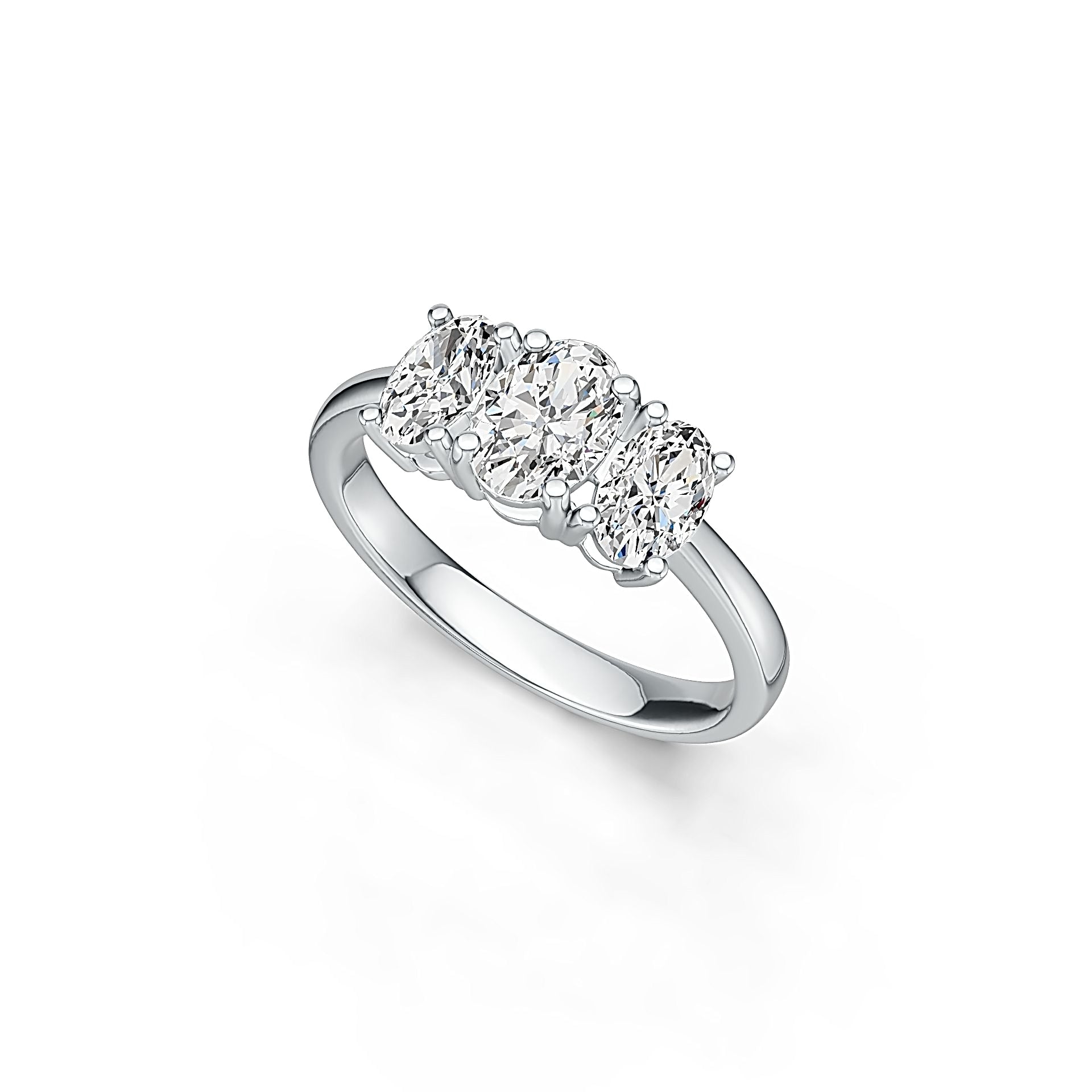 Sterling Silver Semi Mount Ring Setting Oval OV 7X5mm OV 6X4mm 3 Stone Ring DHJ