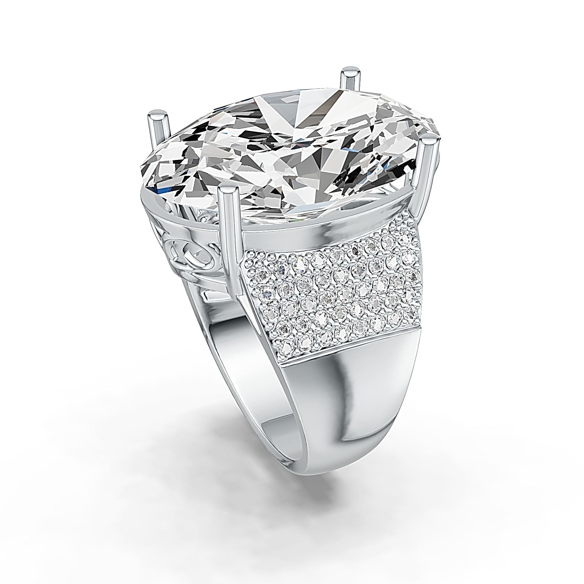 Sterling Silver Semi Mount Ring Setting Oval OV 24x16mm Syzjewelry