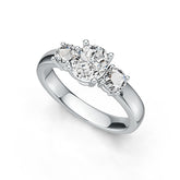 Sterling Sliver Semi Mount Ring Setting Oval OV 7x6mm RD 4x4mm 3 Stone Ring Syzjewelry